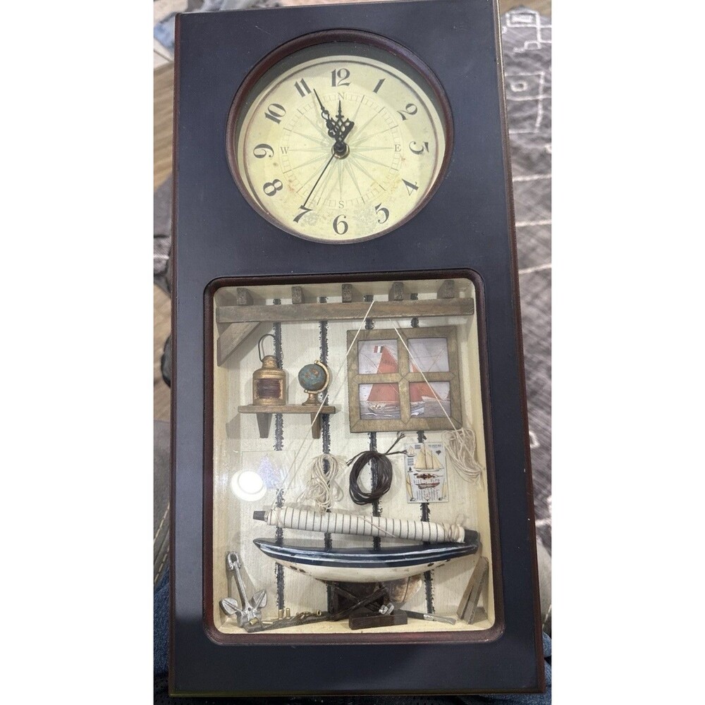 Arister Gifts Sailing Shadow Box and Clock Wall Art Piece Nautical Boat Theme